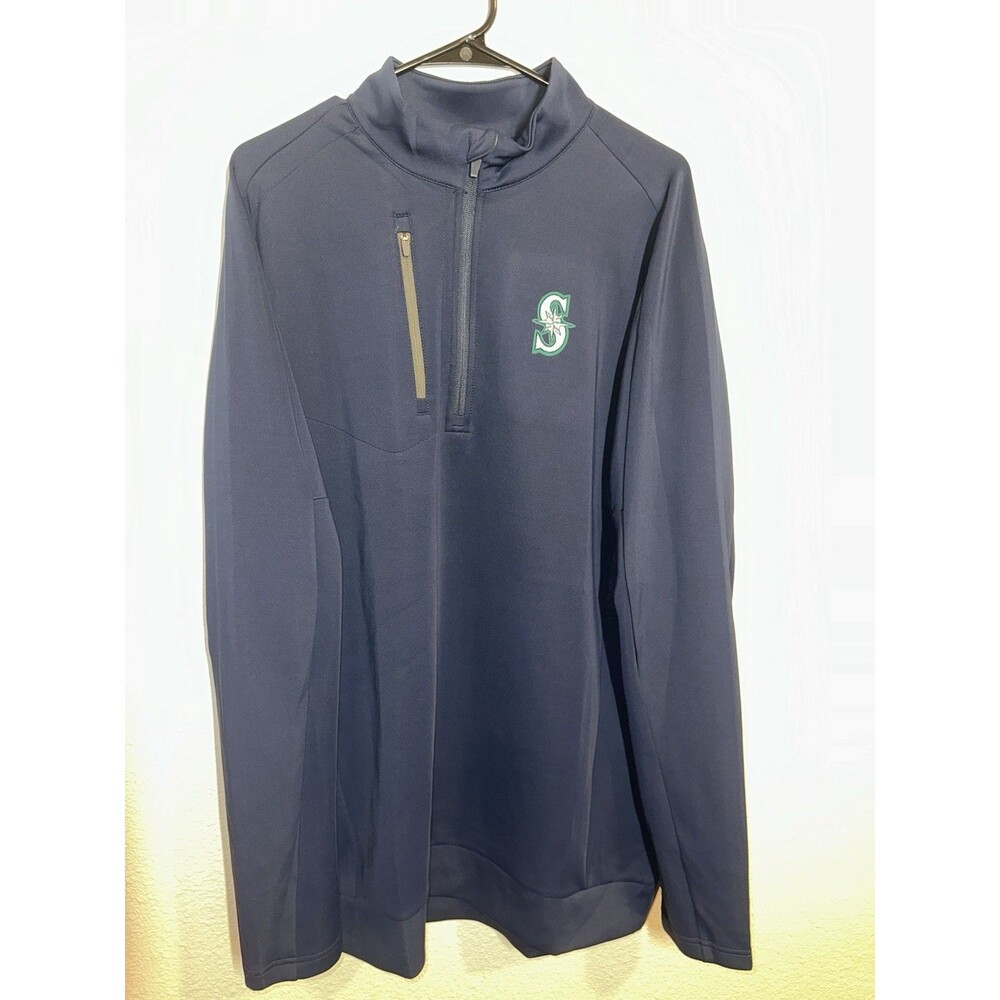 ANTIGUA Seattle Mariners MLB Blue Quarter Zip Pullover Jacket Size XLT